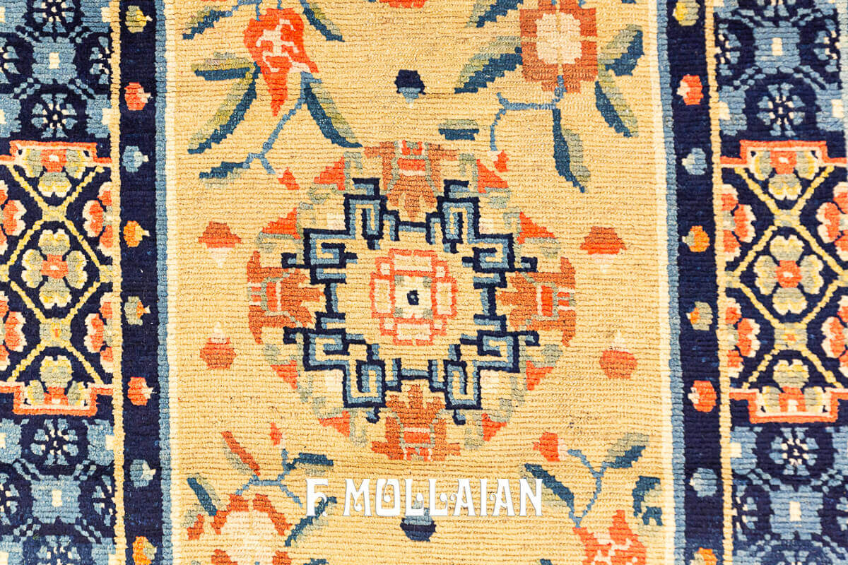 Beige Field Tibetan Antique Floral Rug n°:85607588